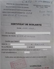 Certificat de scolarité